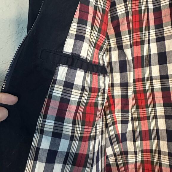 Vince. Blue Mens Full Zip Jacket Plaid Preppy School Nautical College Fall Small - Picture 7 of 9